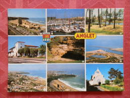 Dep 64 , Cpm ANGLET , Multivues , Blason , 19 , Le VVF , Le Brise Lame , Lac De Chiberta , ... (031) Recto/Verso - Anglet