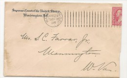 US - 3 - 1898 COVER From The SUPREME COURT Of The UNITED STATES - Stamp Cut At Cover Open - Brieven En Documenten