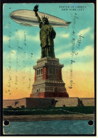 New York  Freiheitsstatue Zeppelin / Statue Of Liberty  -  Ansichtskarte Ca.1930   (3422) - Freiheitsstatue