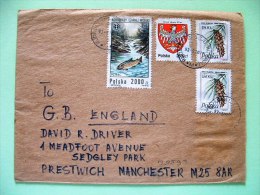 Poland 1993 Cover To England - Fish - Eagle Arms - Pine Cone - Briefe U. Dokumente