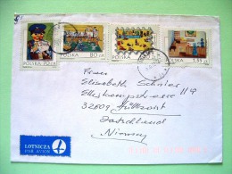 Poland 2000 Cover To Germany - World Post Day - Children Drawings - Scott 3548-3551 (full Set) = 1.75 $ - Brieven En Documenten