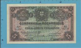 MOZAMBIQUE - 5 LIBRAS ESTERLINAS - 15.01.1934 - P R32 - UNC - PAGO 5.11.1942 - COMPANHIA DE MOÇAMBIQUE - Moçambique