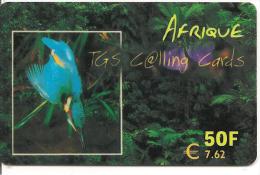 CARTE-PREPAYEE-50F-7.62€--TGS -AFRIQUE-OISEAU-COLIBRI---31/12/2001-T BE- - Zangvogels