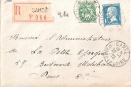 2902 CANDE Maine Et Loire Lettre Recommandée 5c Blanc Yv 111   1 F Pasteur Bleu Yv 179  Ob29 1 1926 - Lettres & Documents