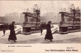 Vues Stéréoscopiques Julien Damoy N°20 PARIS Jardin Du Luxembourg ( Neige )  Série 4 - Cartes Stéréoscopiques