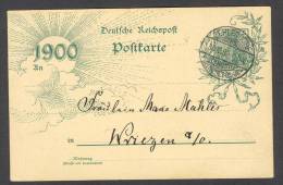 Germany Empire Deutsches Reich Postal Stationery Gansach 1900 Aae Deluxe ZEHLENDORF Wannseebahn 30.12.1899 Cancel - Stamped Stationery