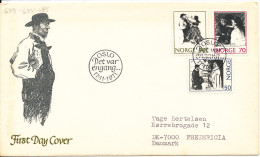 Norway FDC Norwegean Fairytales Complete On Cover With Cachet 17-11-1971 Sent To Denmark - FDC