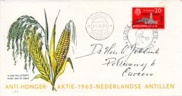 ANTILLES NEERLANDAISES. N°318 De 1963 Sur Enveloppe 1er Jour (FDC).  Campagne Contre La Faim. - Contra El Hambre