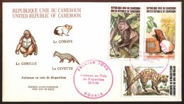 CAMEROON - ANIMALS - GORILLA - COBAYE - CIVETTE  - FDC - 1983 - Gorillas