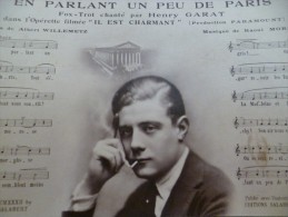 CPA Musique Avec Partition. En Parlant De Paris Fox Trot Par Henry Garat - Muziek En Musicus