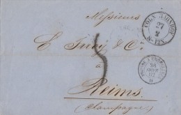 Brief  Gelaufen Von Cöln Bahnhof 27.2.1862 Gel. Nach Reims Frankreich - Prephilately