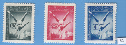 YUGOSLAVIA 1947; Mi: 524, 525, 526; MH; Balkan Games, Handstand On Horizontal Bar - Nuevos
