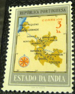 Portuguese India 1957 Map Of District Damao 3r - Mint - Unused Stamps