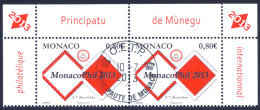 2013 MONACO "MONACOPHIL 2013" COPPIA DI SINGOLI ANNULLO PRIMO GIORNO - Used Stamps