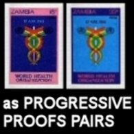 ZAMBIA 1981 WHO Medicine PROGRESSIVE PROOFS PAIRS:2x2x5 Pcs    [épreuve Prueba Druckprobe] - OMS