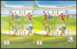 2 Diff. Colour Variety, Dry And Normal Printing, 2 Miniature, FIFA World Cup 2014, Football, Soccer, Sport, - 2014 – Brasil