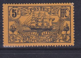 NOUVELLE CALEDONIE N° 104 5F NOIR S ORANGE VOILIER NEUF SANS GOMME - Neufs