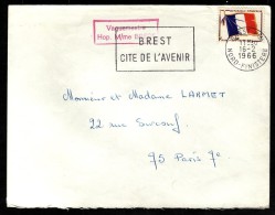 Franchise Militaire Sur Lettre  Vaguemestre Hôpital Maritime  De Brest - Timbres De Franchise Militaire