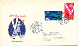 Norway FDC 8-5-1970 The Liberation For 25 Years With Cachet Sent To Denmark - FDC