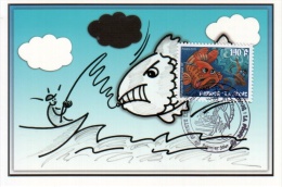 2 Cartes PJ - Humour : La Pêche - Papeete 22/06/2011 - Cartoline Maximum