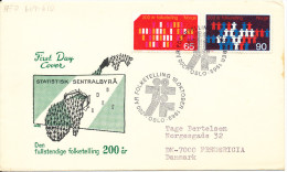 Norway FDC 10-10-1969 Bicentenary Of First National Census With Cachet Sent To Denmark - FDC