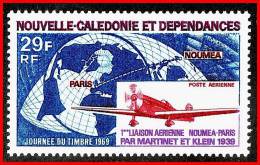 NEW CALEDONIA 1969 FIRST FLIGHT SC#C62 MNH PLANES, MAPS - Unused Stamps