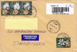 Romania PRIORITAR & Registered Einschreiben Labels CRAIOVA 2014 Cover Brief To BRØNDBY STRAND Denmark - Covers & Documents