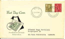 Norway FDC 23-4-1968 New Regular Issues Fluorescent With Cachet Sent To Denmark - FDC