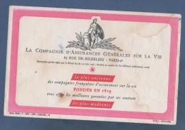 BUVARD LA COMPAGNIE D´ASSURANCES GENERALES SUR LA VIE RUE RICHELIEU PARIS 2e - 20.7 X 13.4 Cm - Banque & Assurance