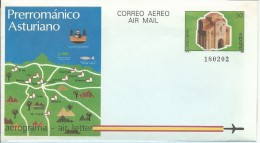 ESPAÑA - AEROGRAMAS 212 ** MNH  AÑO 1987 - RUTAS TURISTICAS ESPAÑOLAS. PRERROMANICO ASTURIANO Año Completo 1986 - Unused Stamps