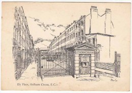 Ely Place, Holdborn Circus, Art, Line Drawing, Car, Monument, Church, - Ely