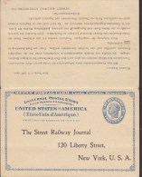 United States UPU Postal Stationery Ganzsache W. Reply SCHOONHOVEN 1900 PRIVATE PRINT Railway Journal NEW YORK (2 Scans) - ...-1900