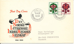 Norway FDC 16-9-1968 Complete Set Home Mission With Cachet Sent To Denmark - FDC