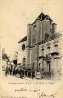 94 - LA QUEUE-EN-BRIE - La Mairie & L'Église - Très Animée - Carte Précurseur - La Queue En Brie