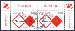 2013 MONACO "MONACOPHIL 2013" COPPIA DI SINGOLI ANNULLO PRIMO GIORNO - Used Stamps