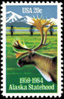 1984 USA Alaska Statehood 25th Anniversary Stamp Sc#2066 Caribou Deer Pipeline Oil - Aardolie