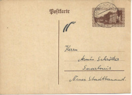 Germany 1933 (Saargebiet)  Postkarte 40c  (o) Mi. P25  Saarbrucken 15.11.33 - Saarlouis - Postal Stationery