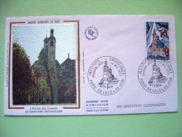 France 1977 Silk FDC Cover - Catholic Institutes - Schools Church Seminary - Lettres & Documents