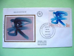 France 1977 Silk FDC Cover - Painting Excoffon - Lettres & Documents