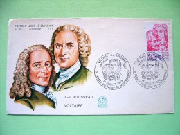 France 1978 FDC Cover - Rousseau - Voltaire - Writer - Lettres & Documents