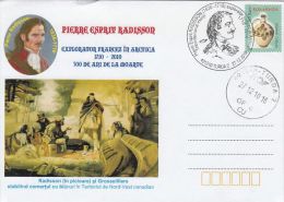 524- PIERRE ESPRIT RADISSON, ARCTIC EXPLORER, NATIVE AMERICANS, PAINTING, SPECIAL COVER, 2010, ROMANIA - Polarforscher & Promis