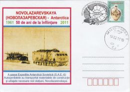 533- NOVOLAZAREVSKAYA ANTARCTIC BASE, VEHICLES, SPECIAL COVER, 2011, ROMANIA - Research Stations