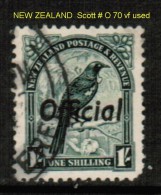 NEW ZEALAND    Scott  # O 70 VF USED - Oficiales