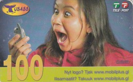 Greenland, GL-TUS-0007_0712, 100 Kr, One Girl With Mobile Phone, 2 Scans   Expiry 08-12-2007. - Greenland