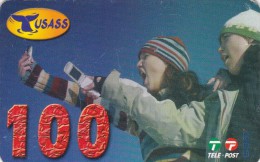 Greenland, GL-TUS-0005_0701, 100 Kr, Two Girls With Mobile Phone, 2 Scans   Expiry 04-01-2007. - Groenlandia