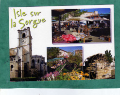 L'Isle-sur-La-Sorgue (église - Marché - Tables De Restaurant Sur Un Pont - Roue à Aube) - L'Isle Sur Sorgue