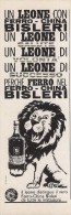 # FERRO-CHINA BISLERI 1950s Advert Pubblicità Publicitè Reklame Drink Liquor Liquore Liqueur Licor Alcohol Bebidas Lion - Poster & Plakate