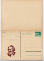 DDR P85-1a-83 C1-a Antwort-Postkarte FEHLDRUCK SCHWARZ FEHLEND Zudruck AK Ganzsachen - Karl Marx