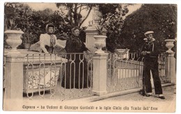 Sassari Caprera Cartolina La Vedova Di Giuseppe Garibaldi E La Figlia Clelia Alla Tomba Ca1900 Viaggata Postcard W4-392 - Sassari