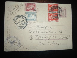 CP ENTIER 40L + TP OBL. 24 IX 946 BRASOVI (2 TP Arrachés Manquants)  POUR LES USA + CENSURE - Poststempel (Marcophilie)